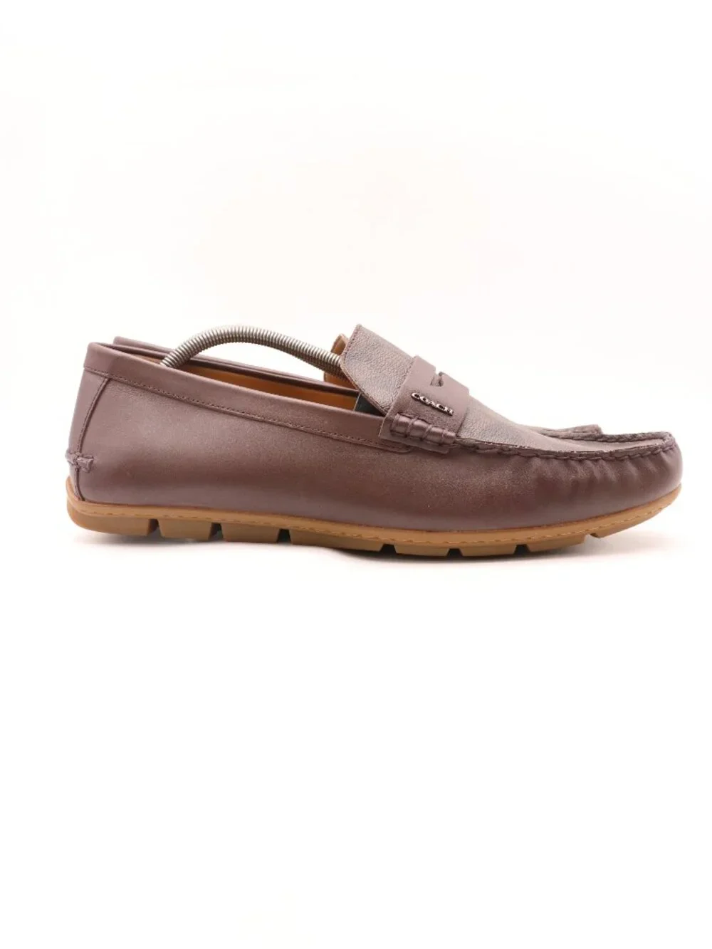 Coach Mott Driver Signature PVC Men's Size 13 D Brown Leather Slip On Loafers